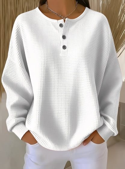 Anabella - Komfortabler Waffelpullover mit Knopfleiste für Damen