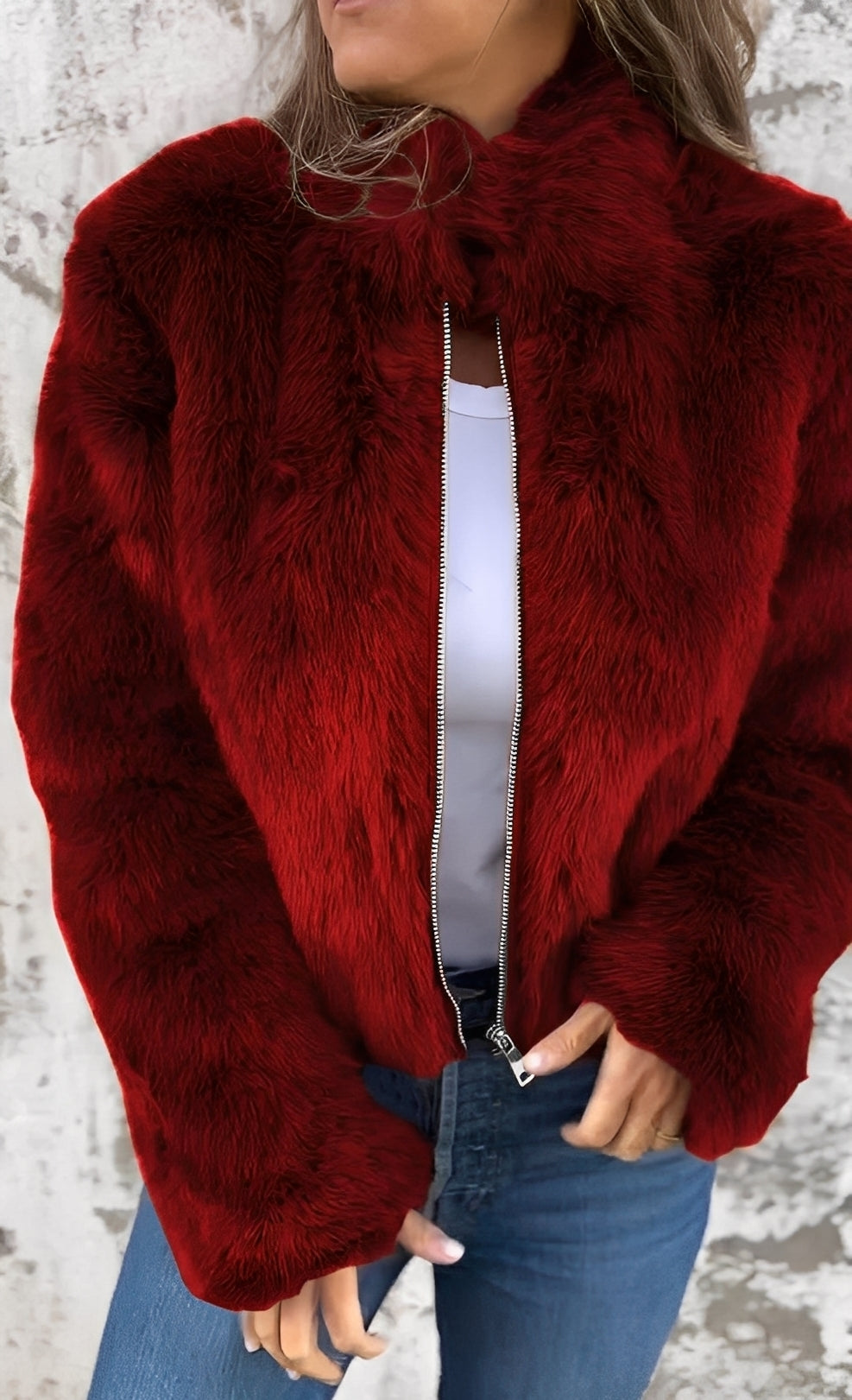 Amanda - Moderner Damen-Plüschmantel