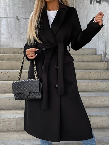 Evelyn - Stilvoller Damen-Zweireihermantel mit langem Revers
