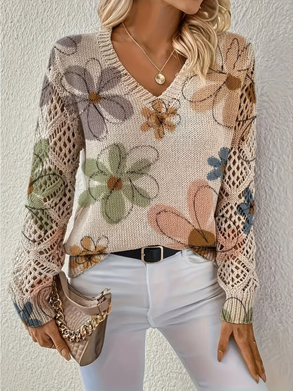Ashtyn - Eleganter Damenpullover mit Blumendesign