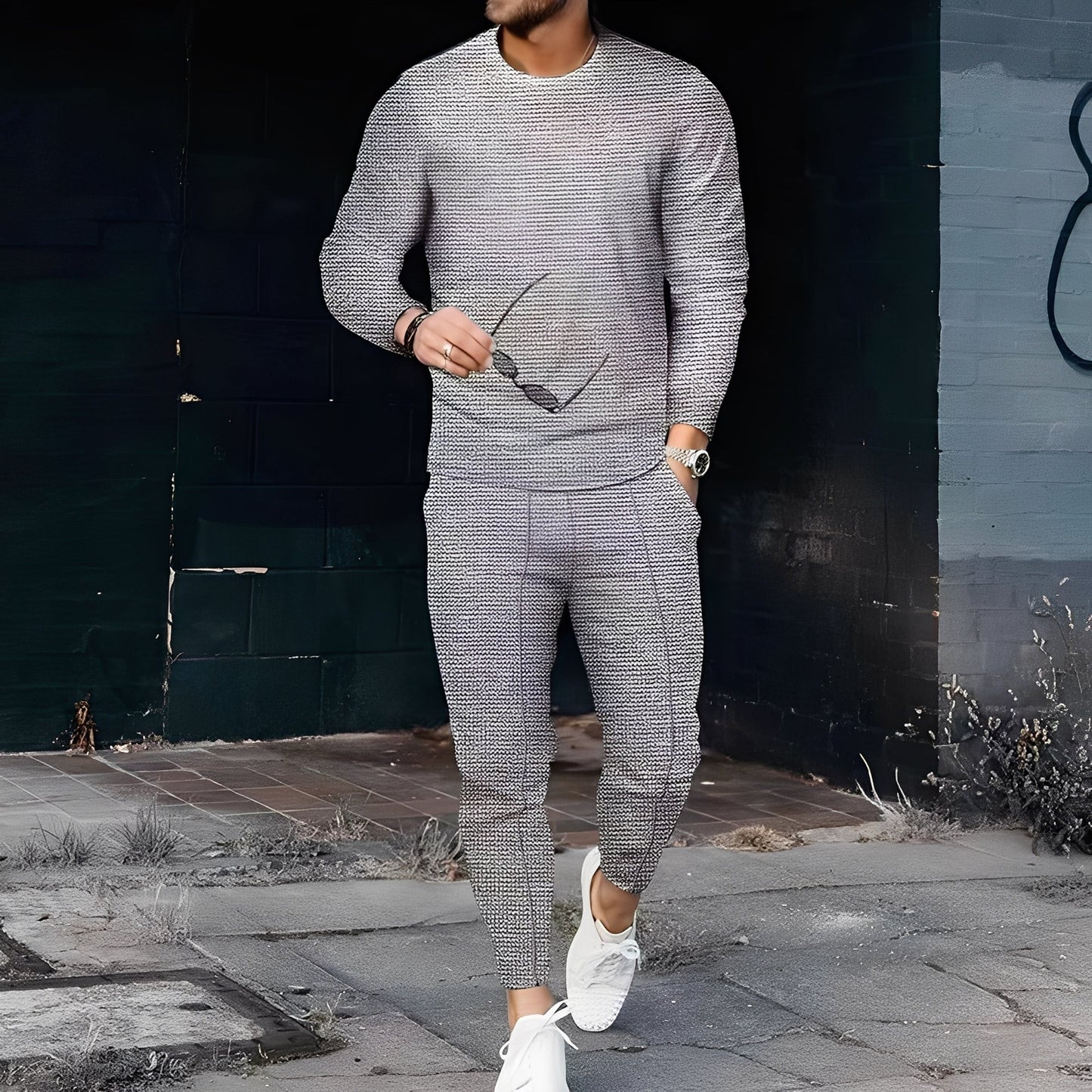 Dillan - Bequemes Slim-Fit-Herrenset mit Waffelstoff