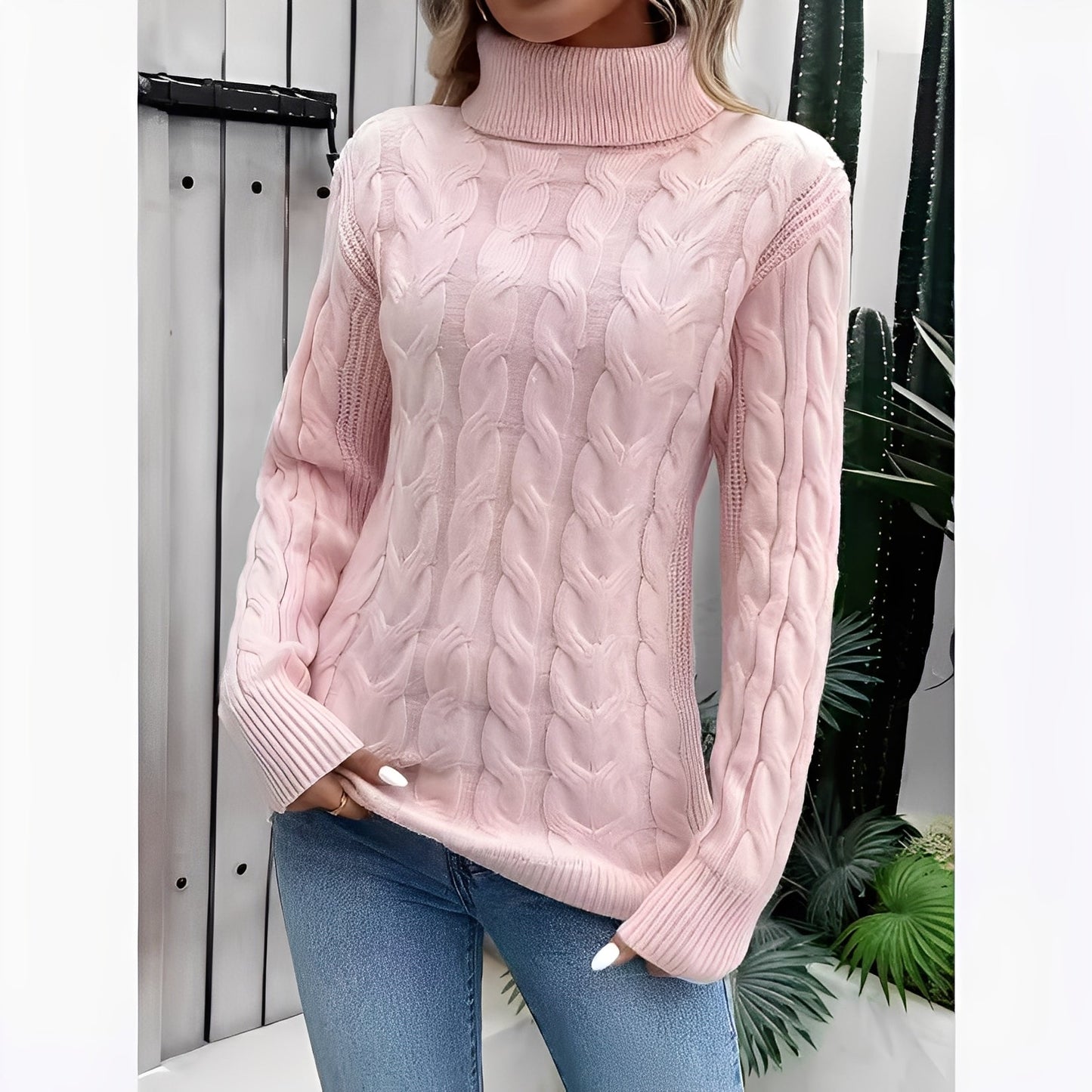 Amélie - Warmer Baumwollrollkragenpullover für Frauen