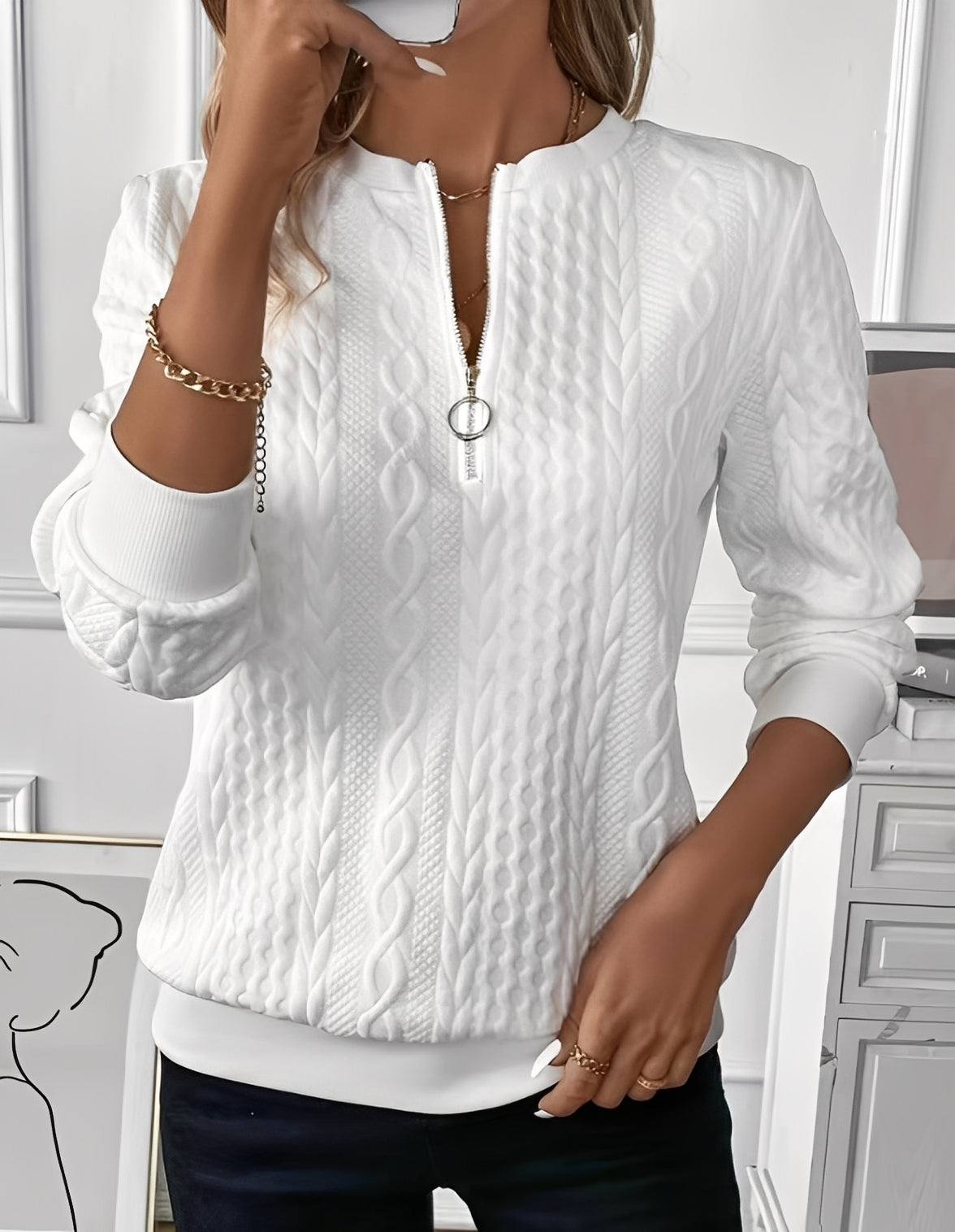 Davida - Modischer, weicher Damenpullover mit Steppdesign