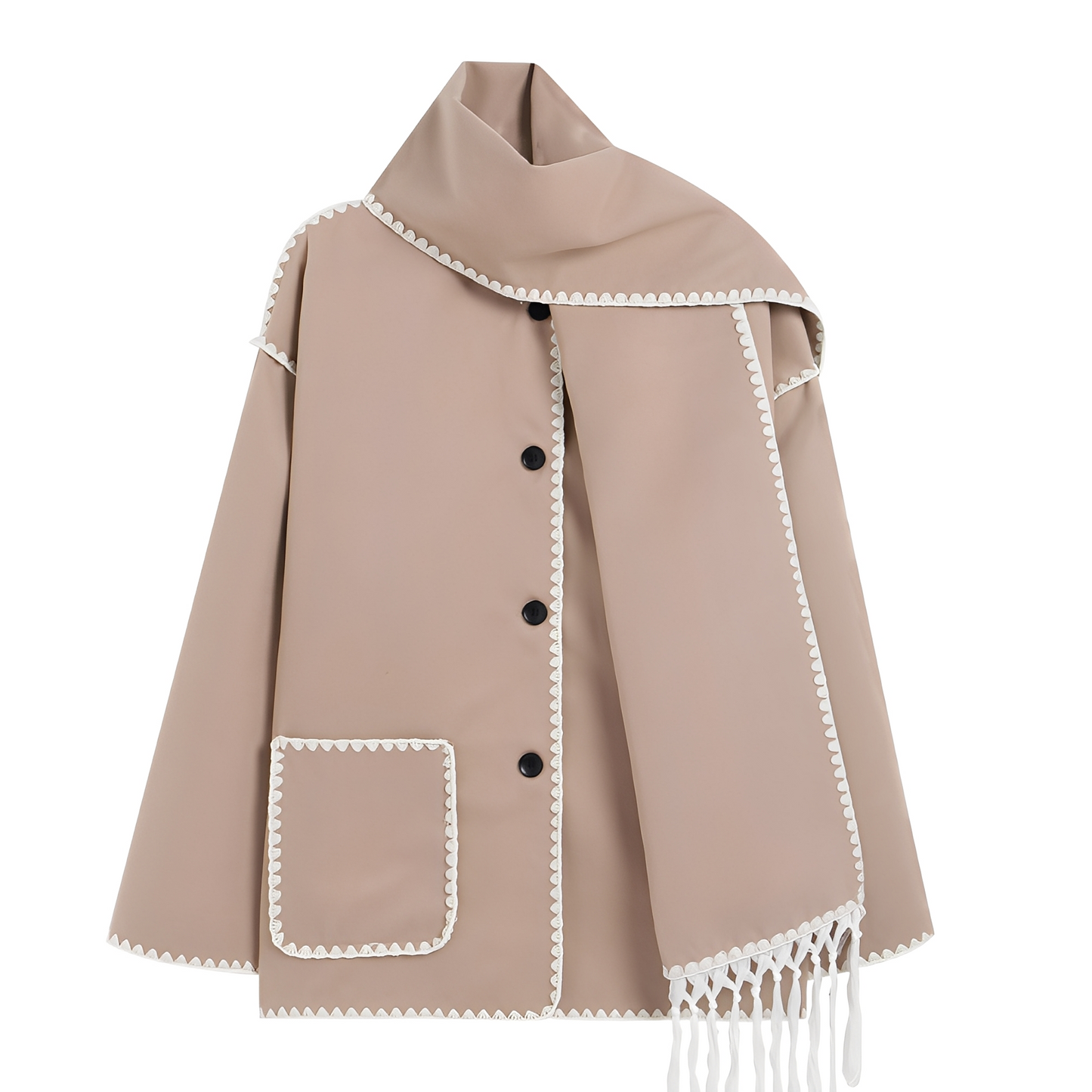 Amilia - Damen-Wolljacke, elegant und locker geschnitten, mit Schal