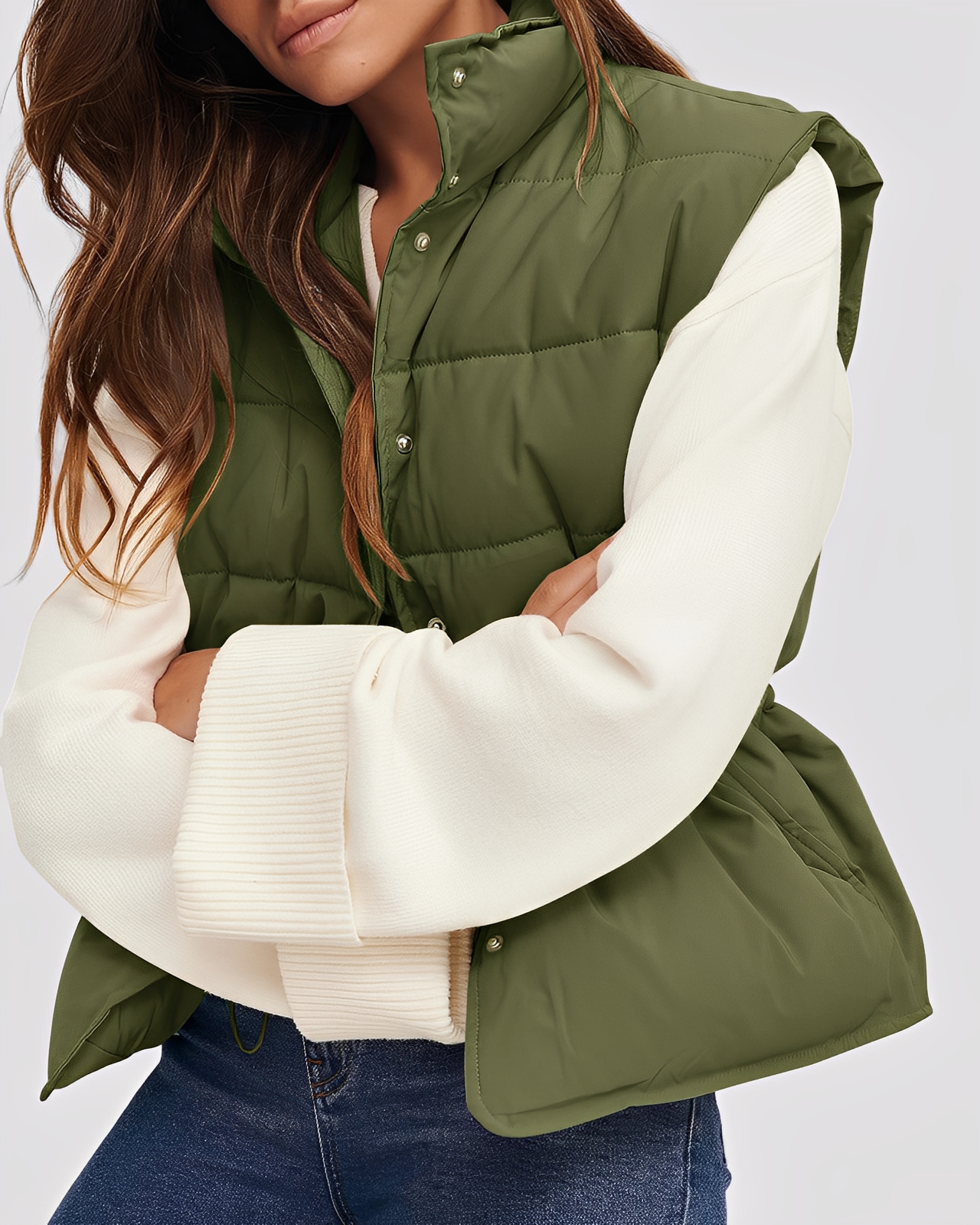 Aimee - Gemütliche, gepolsterte Damen-Weste mit Einreiher