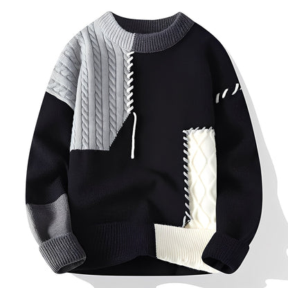 Carter - Stilvoller und warmer Herrenpullover im Patchwork-Stil