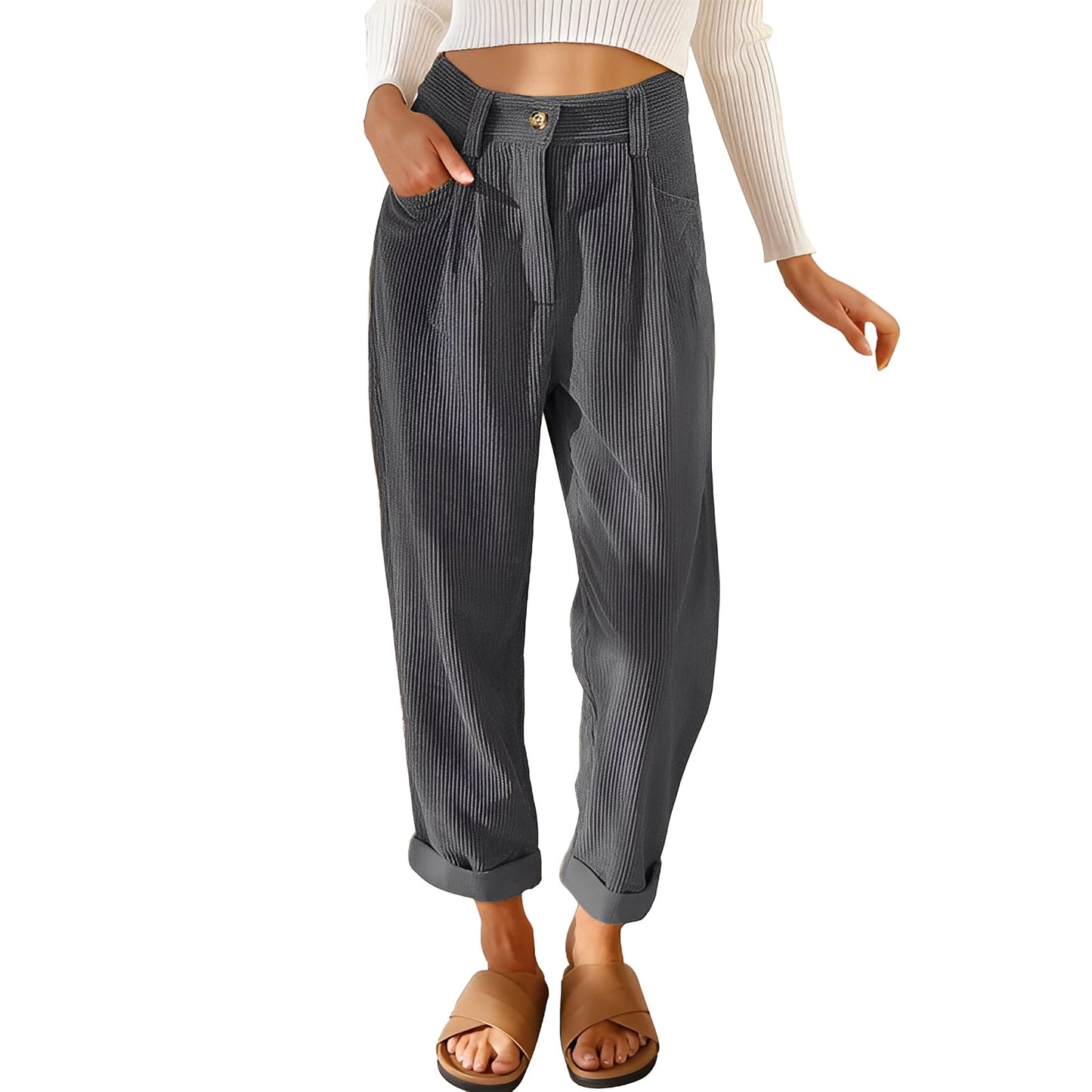 Hannah - Bequeme Damen-Cordhose mit hoher Taille