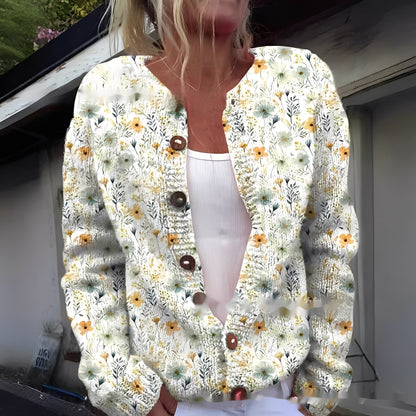 Wilda - Warmer und stilvoller Damen-Cardigan mit Blumenmuster
