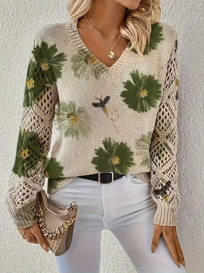 Ashtyn - Eleganter Damenpullover mit Blumendesign