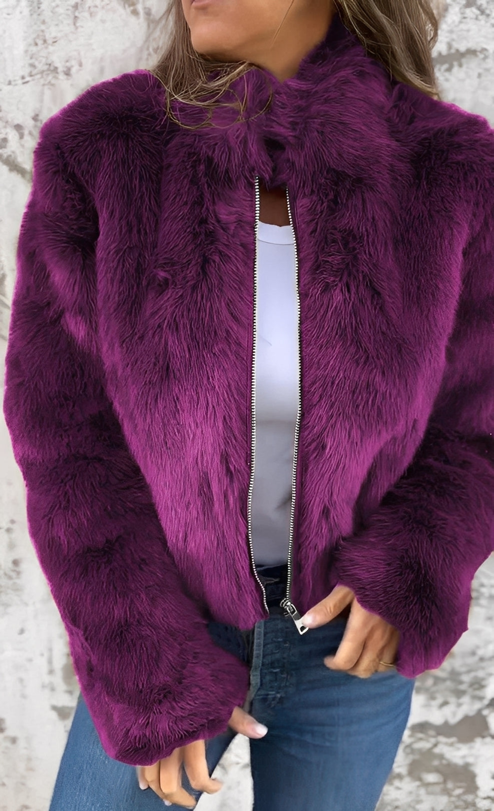 Amanda - Moderner Damen-Plüschmantel