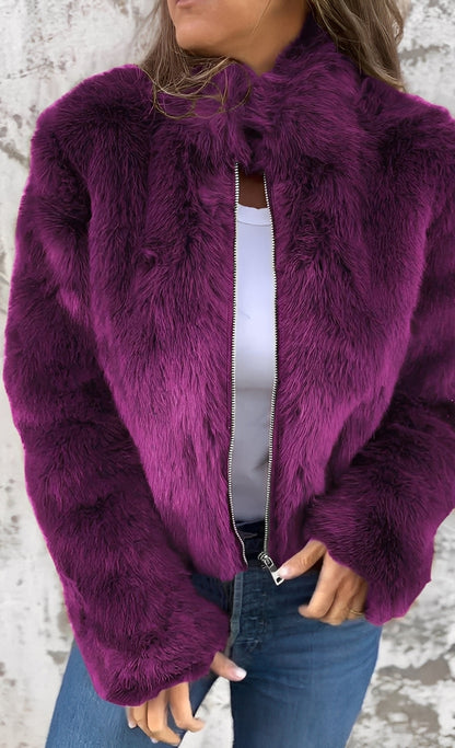 Amanda - Moderner Damen-Plüschmantel