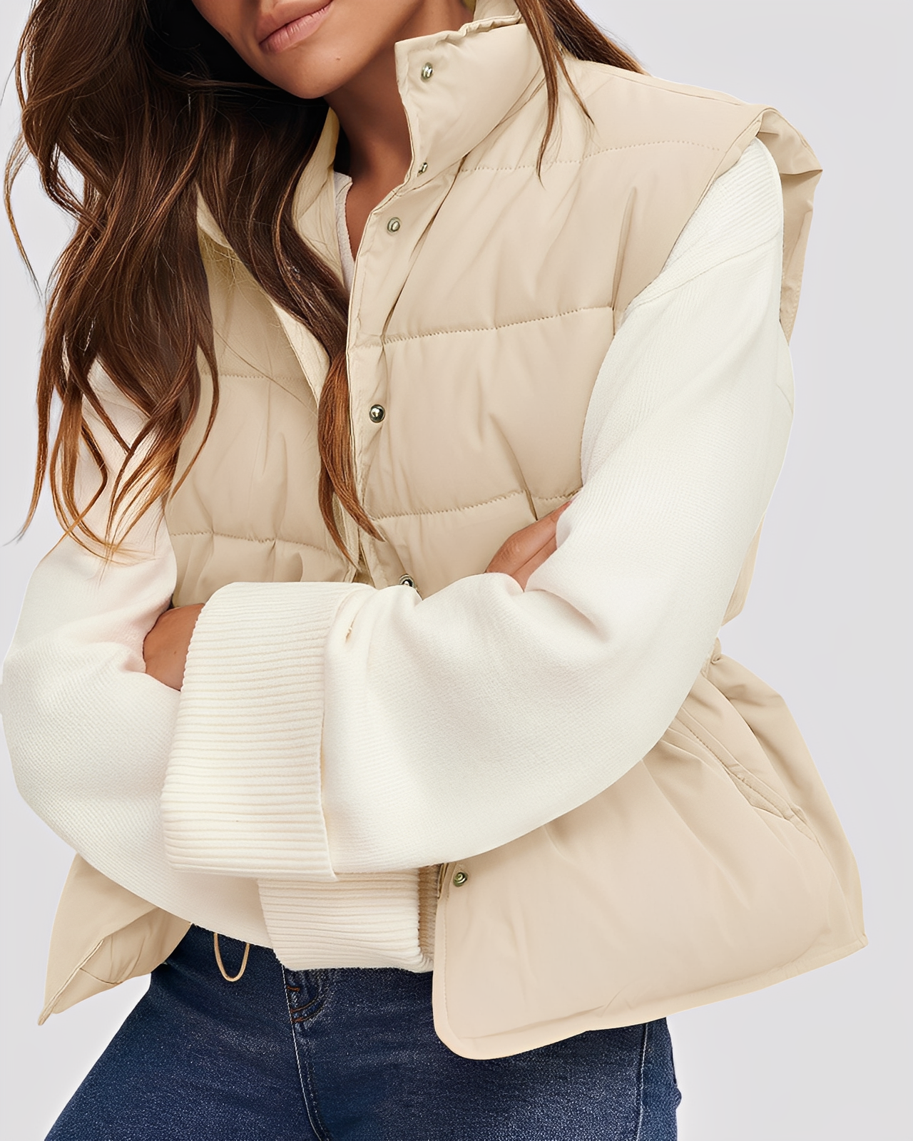 Aimee - Gemütliche, gepolsterte Damen-Weste mit Einreiher