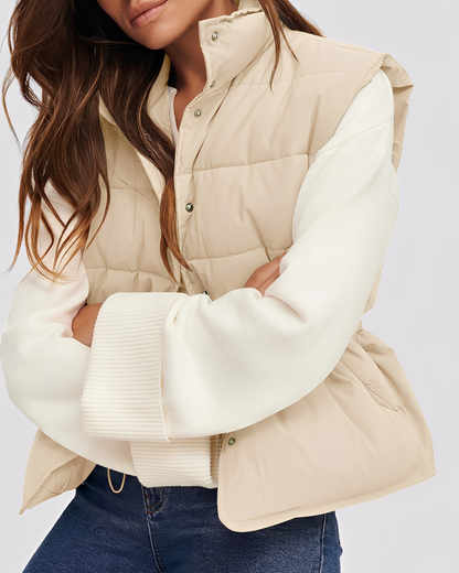 Aimee - Gemütliche, gepolsterte Damen-Weste mit Einreiher