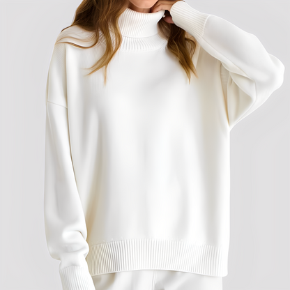 Nylah - Schlichter, übergroßer Damen-Rollkragenpullover