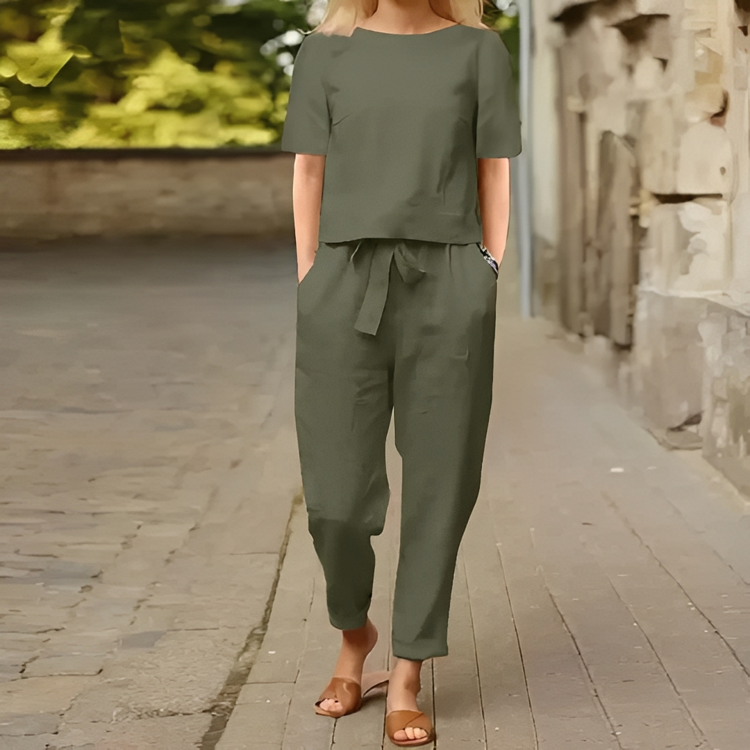Mélina - Vintage-Hemd und weite Hose für Damen Set