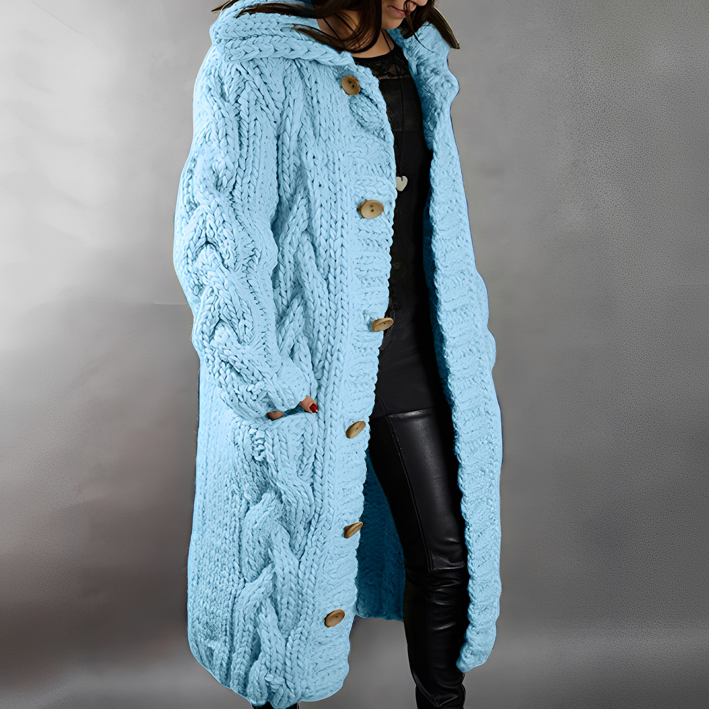 Arielle - Eleganter und leger geschnittener langer Wollcardigan für Damen