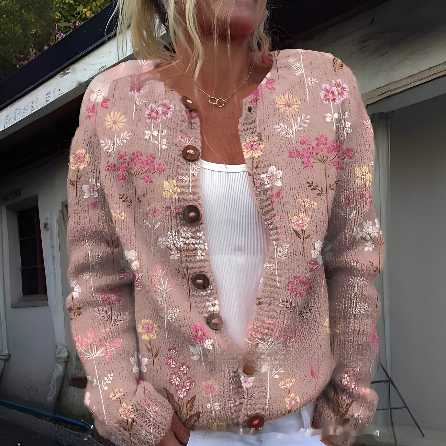 Wilda - Warmer und stilvoller Damen-Cardigan mit Blumenmuster
