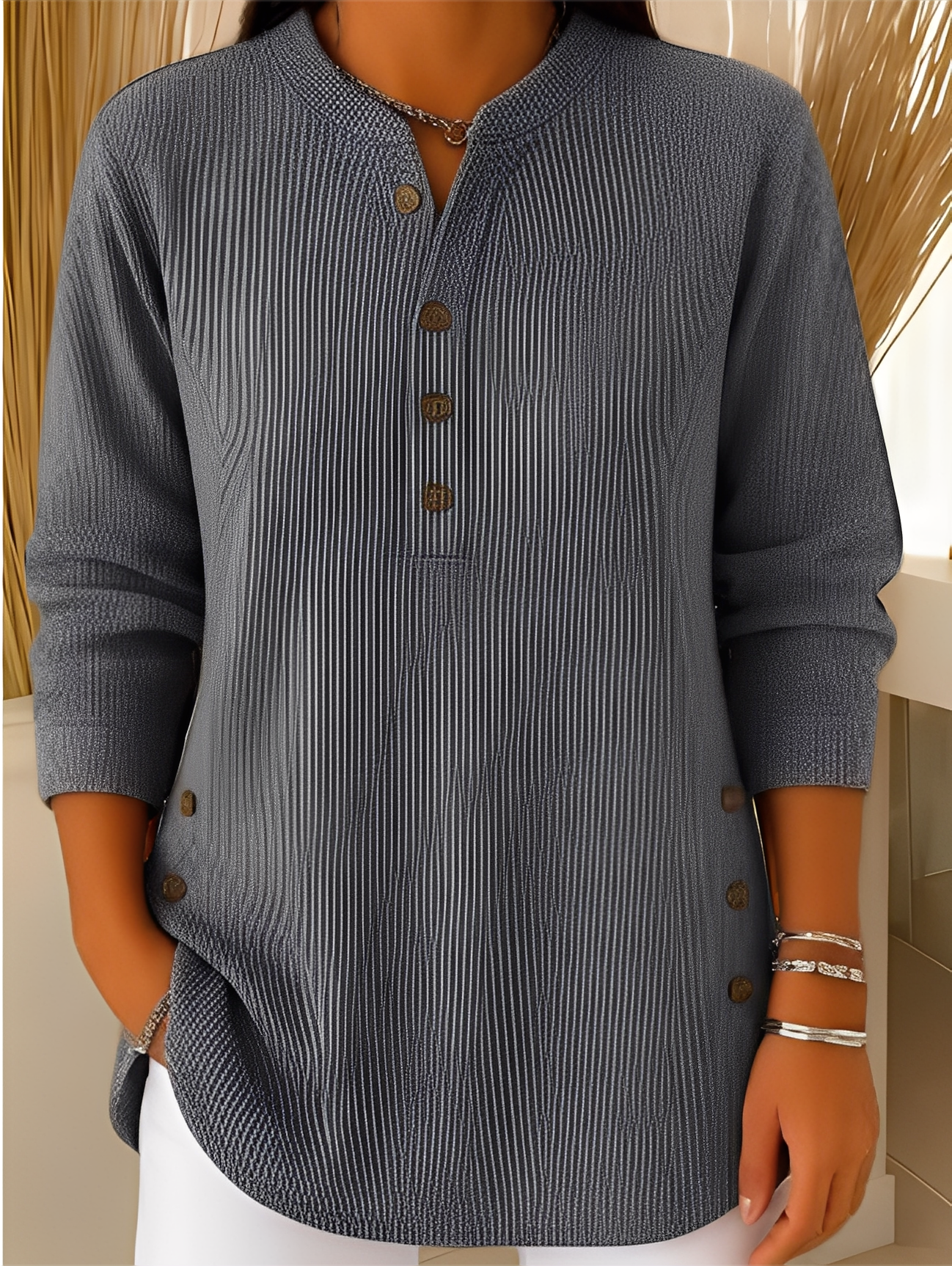 Jocelyn - Komfortabler Damen-Strickpullover mit Knöpfen