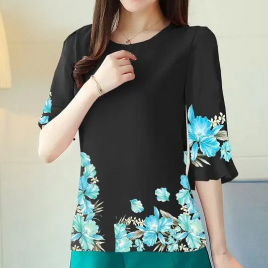 Bluse mit Blumenakzenten