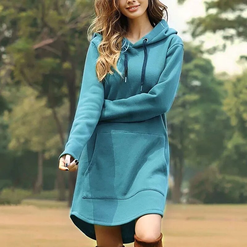 Juris – Langes Kapuzensweatshirtkleid