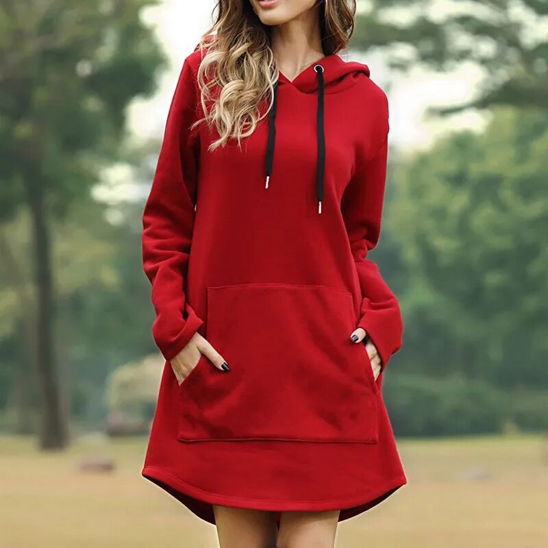 Juris – Langes Kapuzensweatshirtkleid