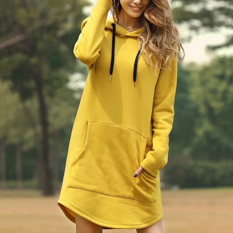 Juris – Langes Kapuzensweatshirtkleid