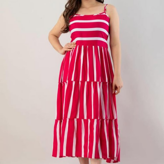 Gestreiftes ärmelloses Midikleid