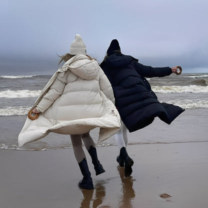 Jacquelyn - Stylische lange Damenjacke mit Kapuze