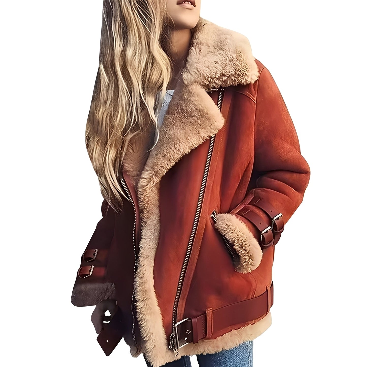 Jessie - Bequeme Damen-Bikerjacke aus Wolle mit Zipper