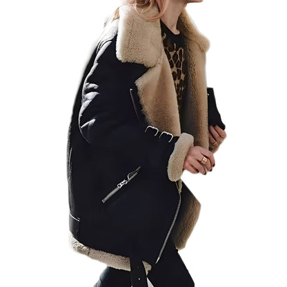 Jessie - Bequeme Damen-Bikerjacke aus Wolle mit Zipper