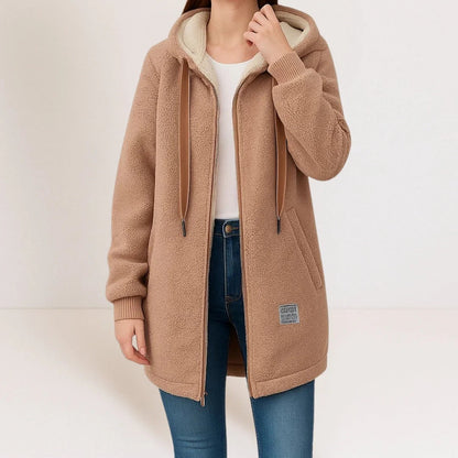 Colene - Bequeme und locker geschnittene Damen-Fleecejacke mit Kapuze