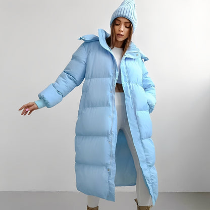 Jacquelyn - Stylische lange Damenjacke mit Kapuze